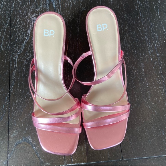 BP Nordstrom Bertie Strappy Metallic Sandals Pink 10M‎ - Picture 5 of 15